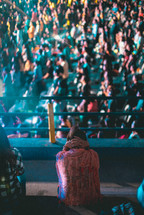 crying audience at a worship rally 