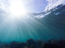 sunbeams under water 