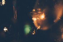 lights on a Christmas tree closeup 