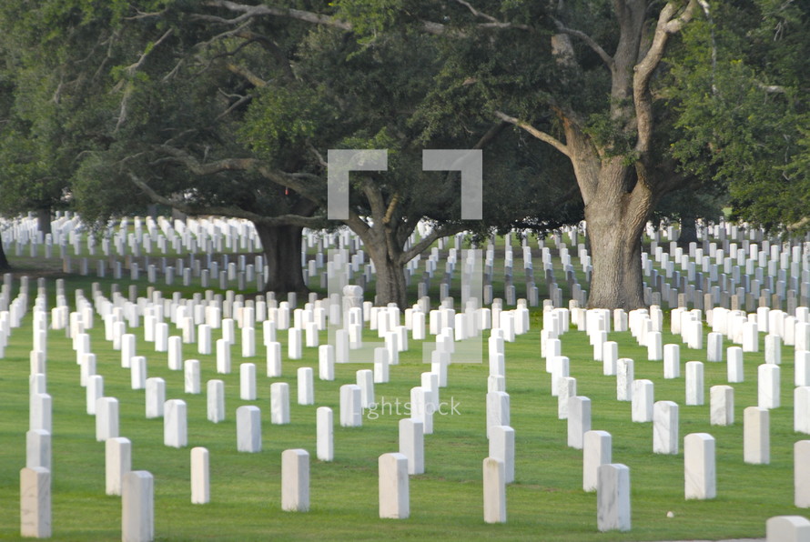 A cemetery of memorials for fallen soldiers