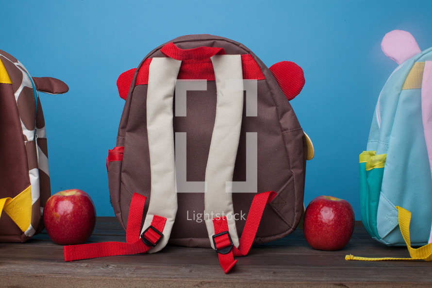 preschool book bags and apples 