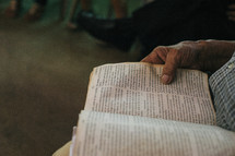 elderly woman reading a Bible in Nicaragua 