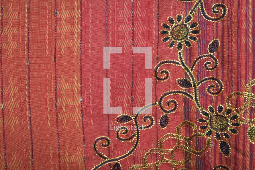 floral pattern on red fabric 
