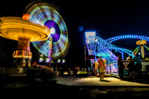 lights at night at a fair 