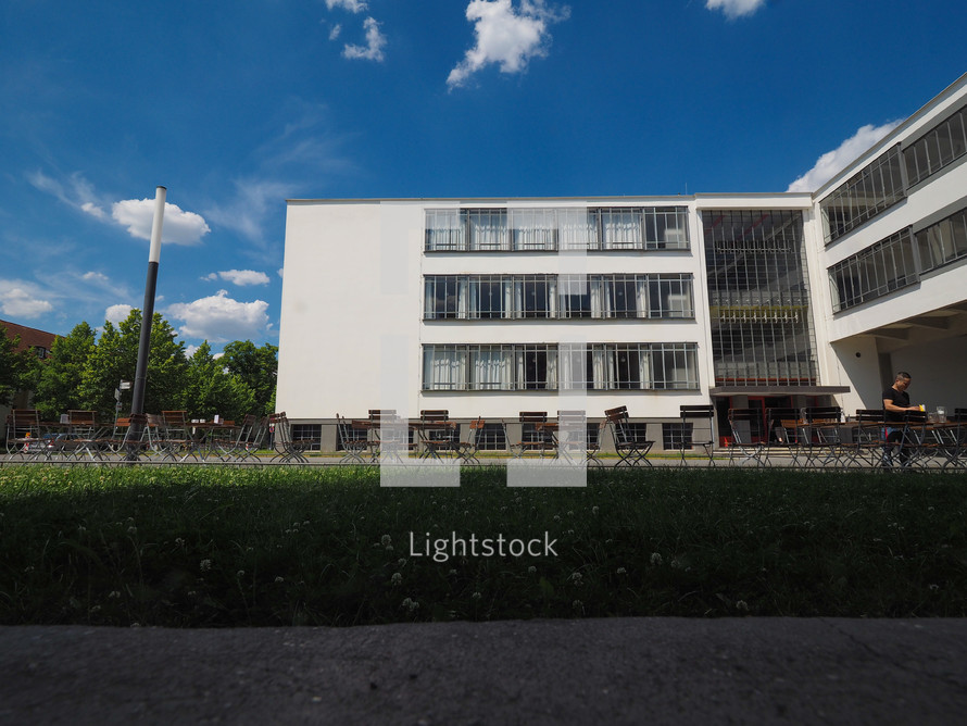 DESSAU, GERMANY - CIRCA JUNE 2019: The Bauhaus art school iconic building designed by architect Walter Gropius in 1925