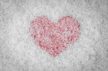 red heart in snow 