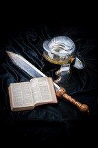 sword, armor, open Bible, Romans, soldier 