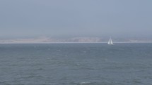 Sailing Boats and Ships at Monterey Bay California with Clouds on the Background
