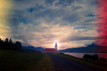  Akureyri church at sunset 