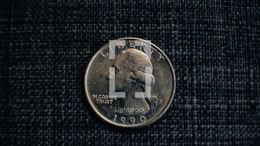 quarter on a gray background 