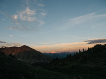 mountain peaks at sunset 
