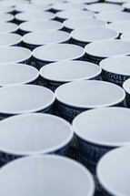 rows of cups of water