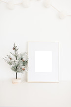 mini Christmas tree and blank frame 