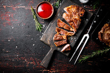 Grilled pork steak with rosemary. High quality photo