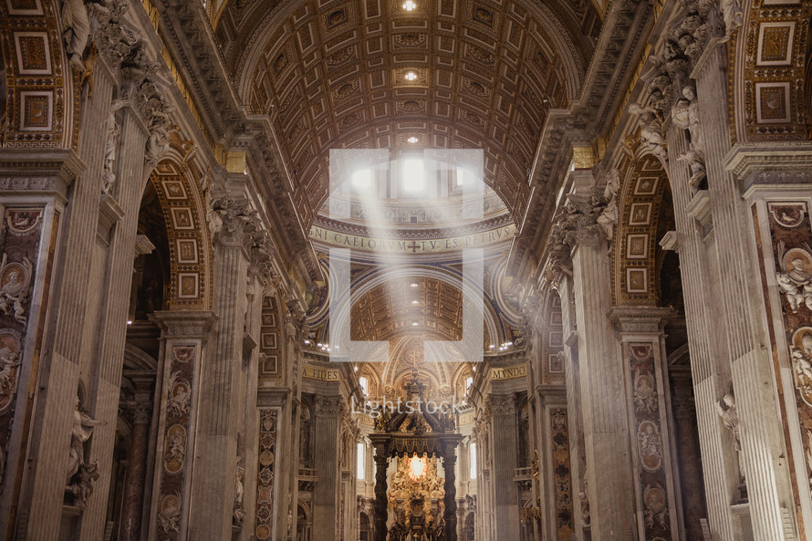 sunlight shining into st peter's basilica