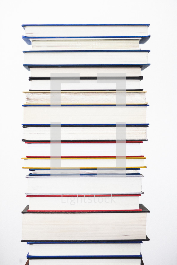 tall stack of books 