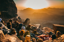 praying over Mount Sinai at sunrise 