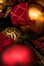 red and gold Christmas decorations 