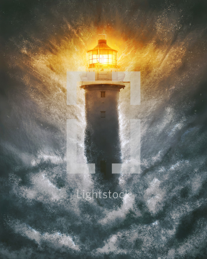lighthouse in a sea storm 