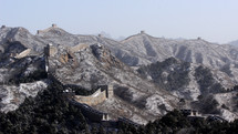 Great Wall of China in the snow.