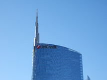 MILAN, ITALY - CIRCA JANUARY 2017: Torre UniCredit (meaning UniCredit Tower) bank headquarters designed by architect Cesar Pelli