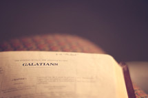 Bible open to the book of Galatians.