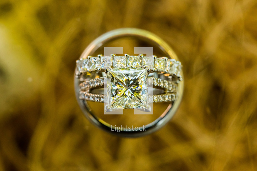 Wedding rings, square diamond, solitaire jewelry