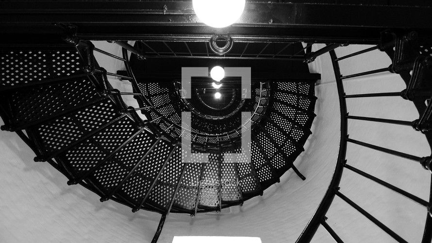 looking up a spiral staircase