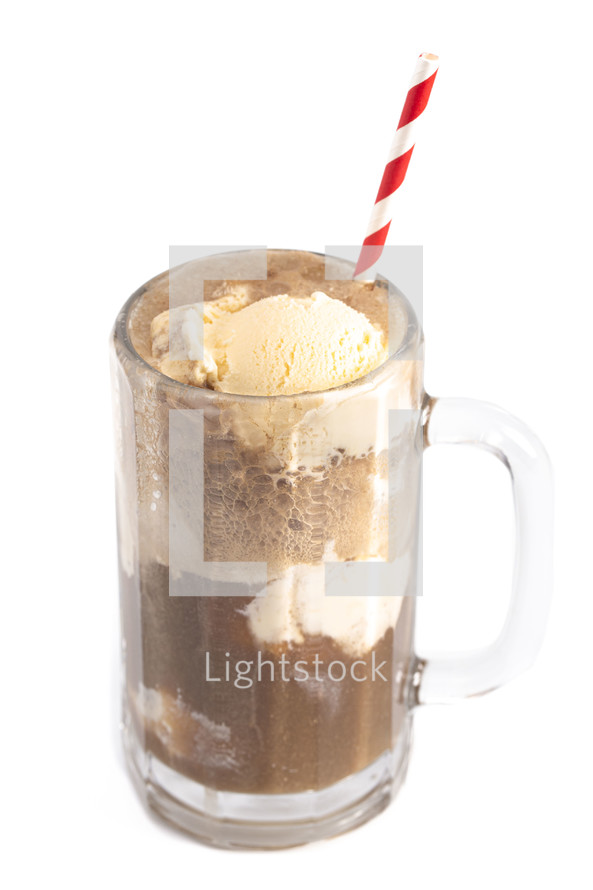 Root Beer Float Isolated on a White Background