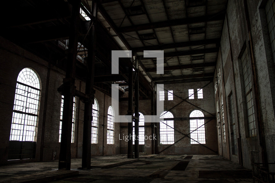 an empty warehouse building 