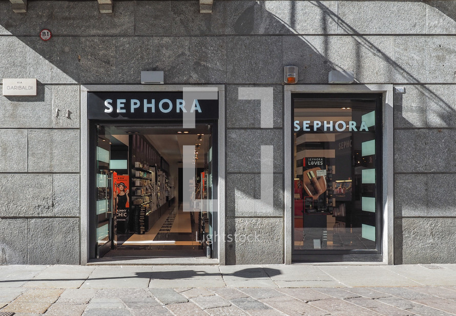 TURIN, ITALY - CIRCA MAY 2016: Sephora stores sell cosmetics, beauty products, fragrances and tools since 1970