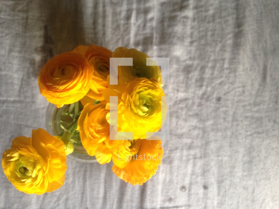 yellow peonies in a vase 