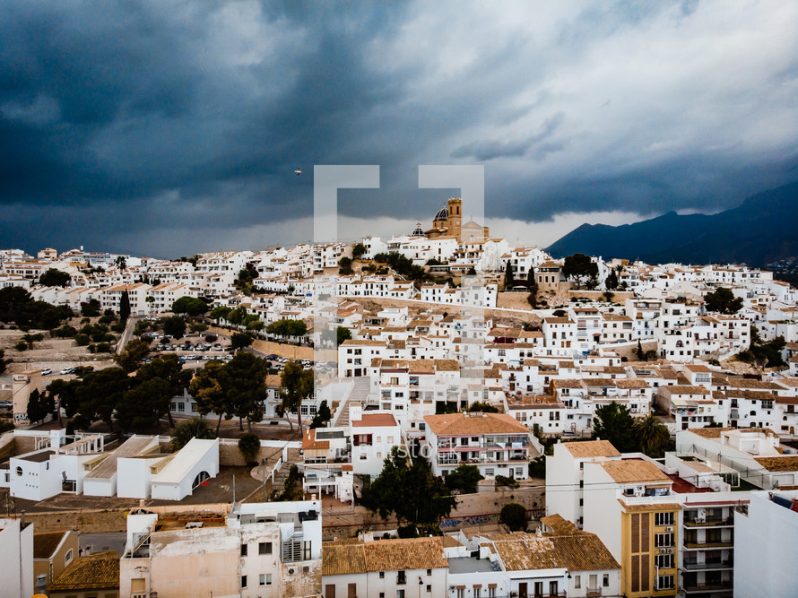 cloudy day over a town in Spain 