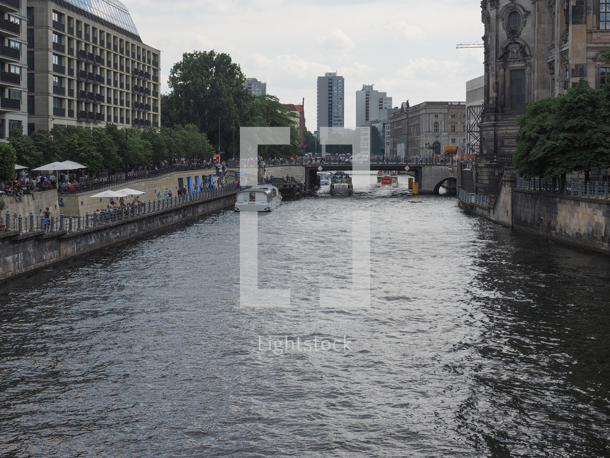 BERLIN, GERMANY - CIRCA JUNE 2016: Boat on River Spree