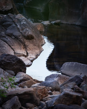 Reflections of sky and stone