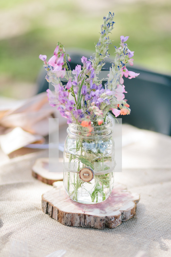 flowers in a mason jar 