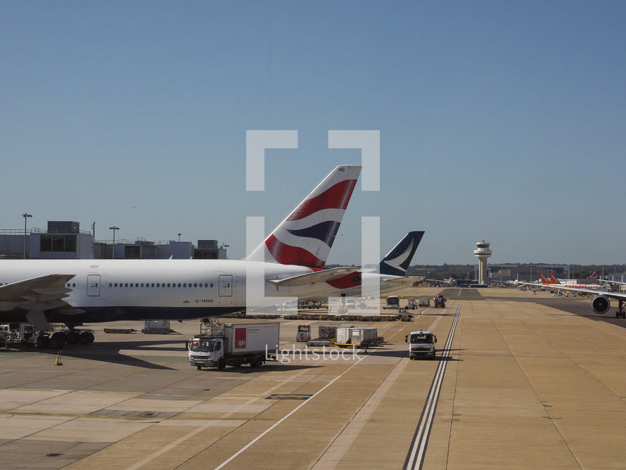 GATWICK, UK - CIRCA SEPTEMBER 2019: London Gatwick Airport runway