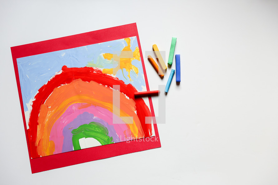 child's artwork of a rainbow 