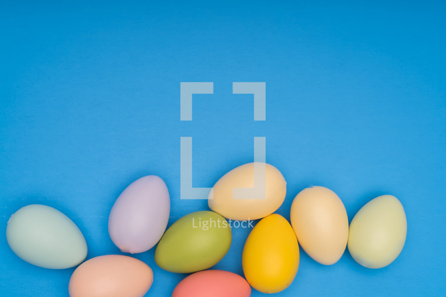 Easter eggs on a blue background