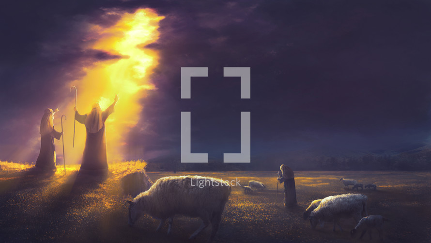 Shepherds worship as heavens open