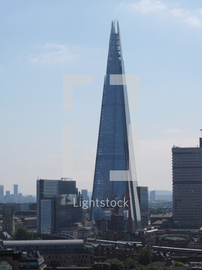 LONDON, UK - CIRCA JUNE 2018: The Shard skyscraper designed by Italian architect Renzo Piano is the highest building in town