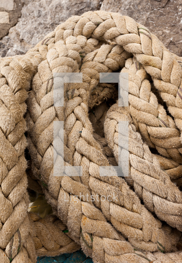 worn vintage marine ropes