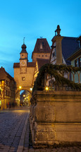 Medieval street by night in Rothenburg ob der Tauber, Germany