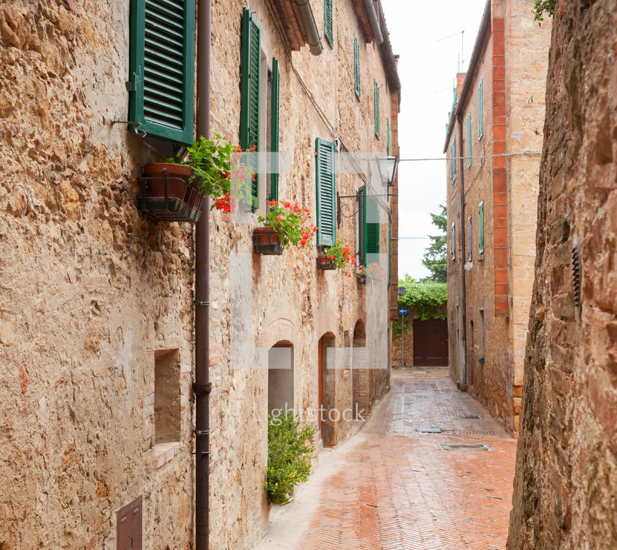 Glimpse of old Town Pienza in Tuscany near Siena