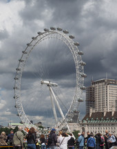 LONDON, UK - CIRCA JUNE 2017: The London Eye ferris wheel on the South Bank of River Thames aka Millennium Wheel