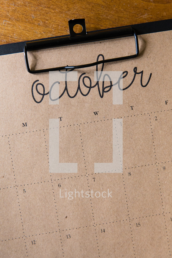 October calendar 