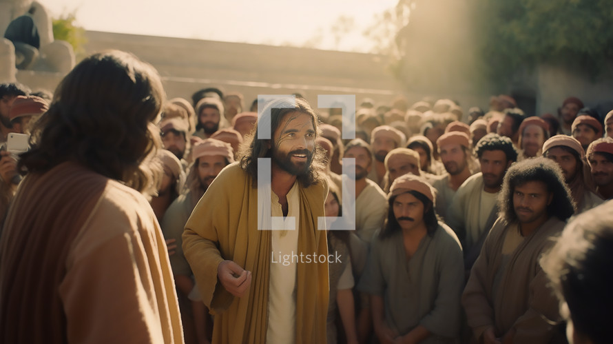 Jesus Teaching Crowd