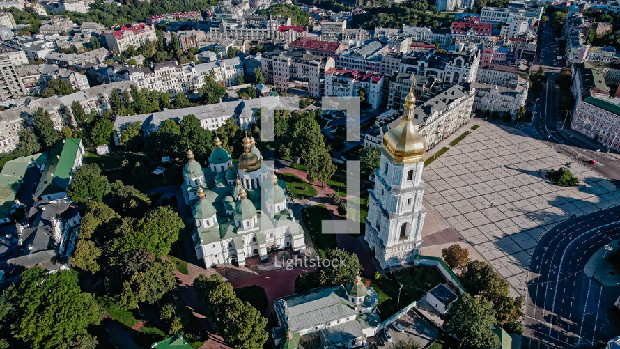 Kyiv, Ukraine - September 2022. Saint Sophia Cathedral. Architectural monument of Kyivan Rus. Sophia Square is one of the central and oldest squares in Kiev.