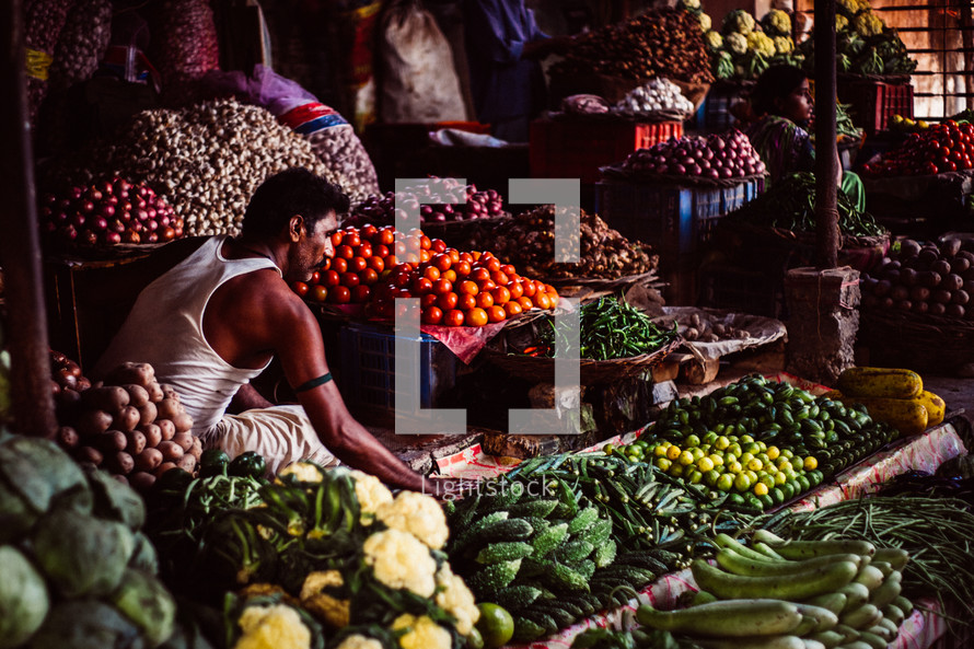 produce in a market in Nepal 