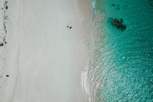 aerial view over a beach in the Bahamas 